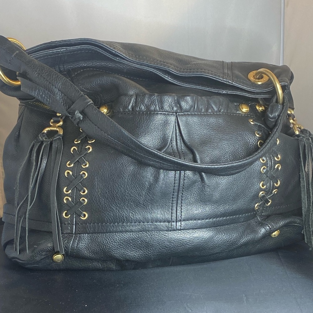 B McKowsky black leather bag